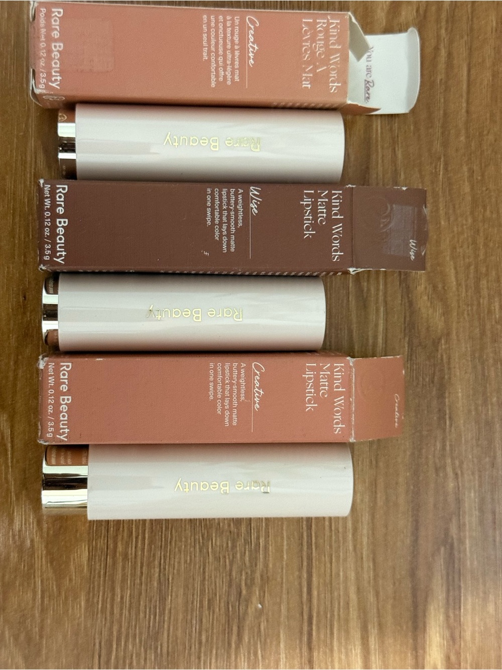 Rare Beauty Kind Words Matte Lipstick — Nude, Warm Brown, Peachy Nude Trio